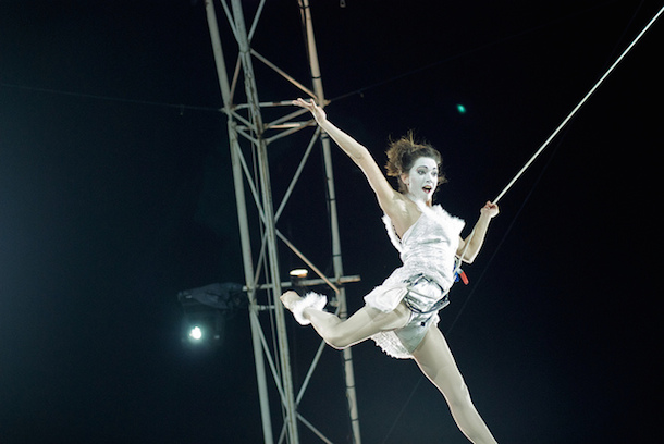 An acrobat in action at Polo Circus