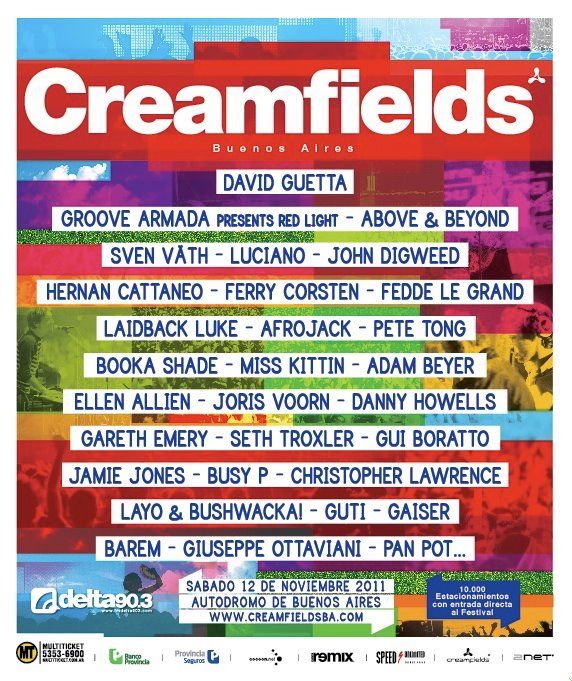 The Creamfields Line-up 2011