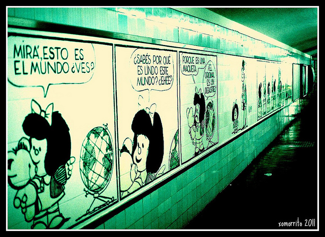 Mafalda graces the Peru subte station. 