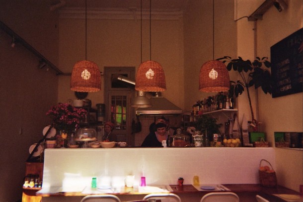 The warm interior of Mercadito Latino